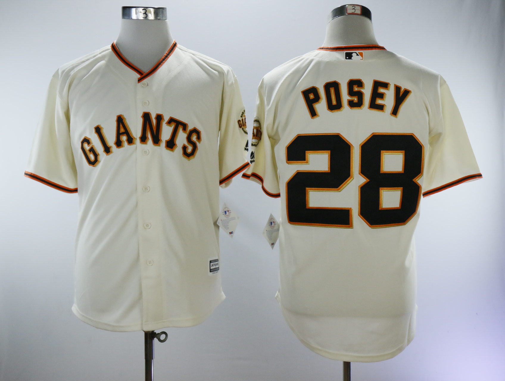 Men San Francisco Giants 28 Posey Cream Game MLB Jerseys